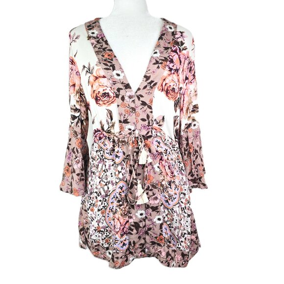 Maaji Rose Joy Cover-Up Bell Sleeve Floral Caftan Cover Up - Picture 5 of 14